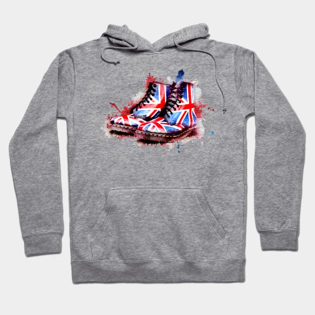 Union Jack flag Dr Martens Boots on White Hoodie by CACreative